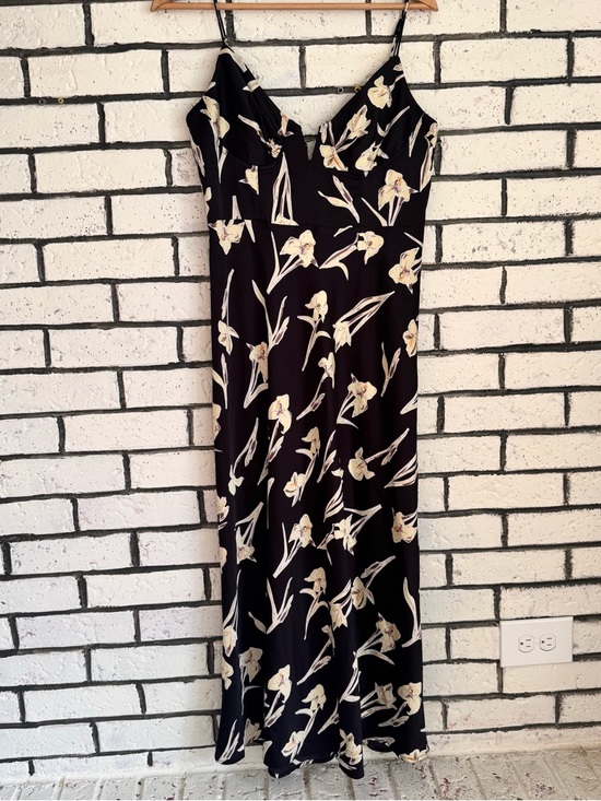 Here Comes The Sun Dresses & Skirts - Black Floral Maxi Slip Dress with Cream Blossom Print